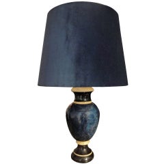 Lacquered Ceramic Table Lamp by Jean Roger