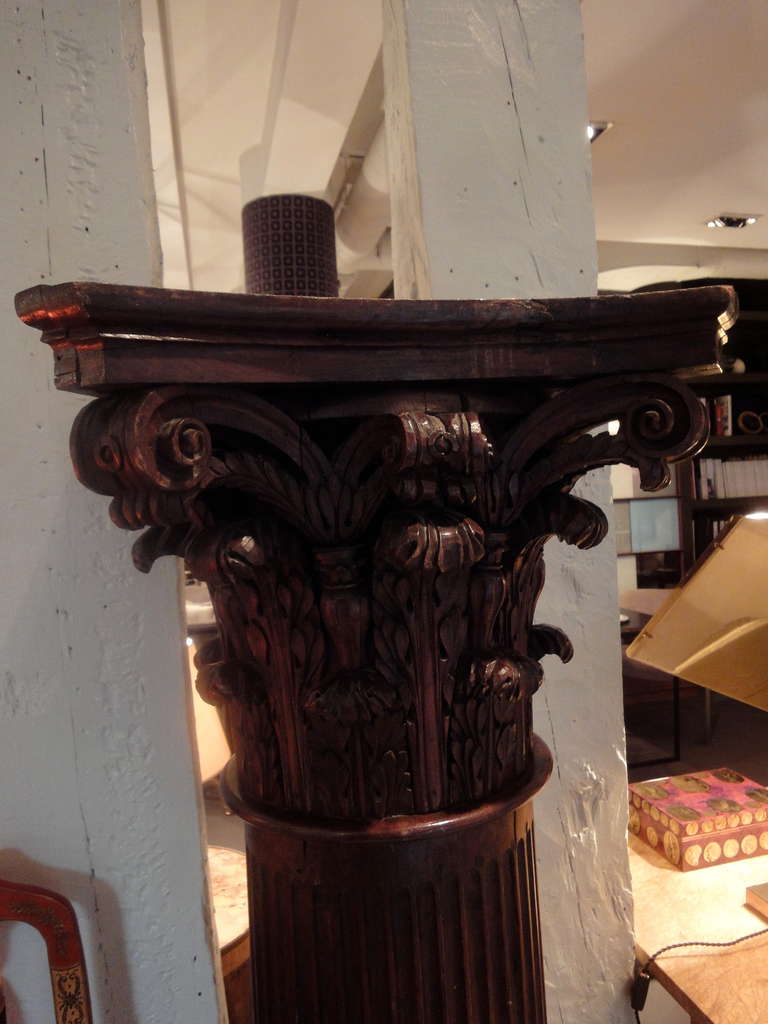 19th Century Oak Column In Good Condition For Sale In Madrid, Madrid