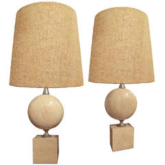 Travertine Table Lamps by Barbier