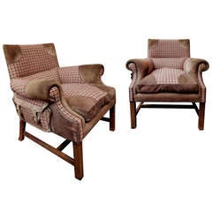 Vintage A Pair Of Armchairs With Side Pockets.