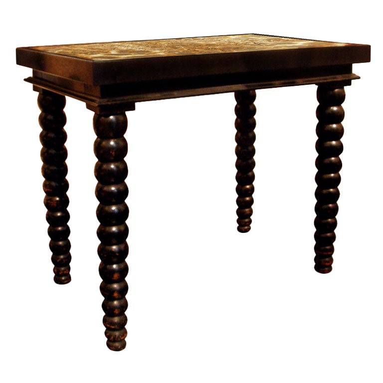 An Ebonized-wood And Marble Table For Sale