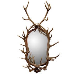 Mirror with Stag Horns Frame