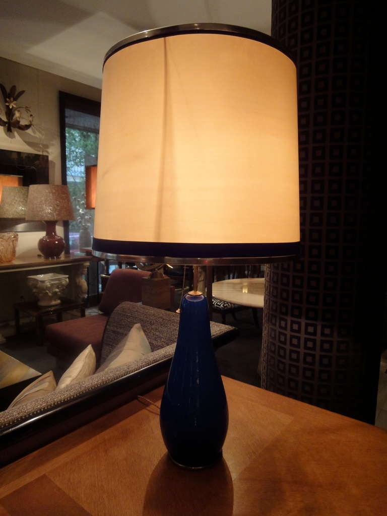 Blue Glass Table Lamp In Fair Condition For Sale In Madrid, Madrid