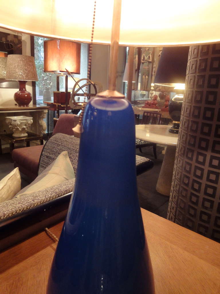 Blue Glass Table Lamp For Sale 1
