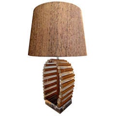 A Bamboo and Perspex Table-Lamp