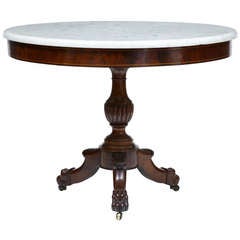 19th Century William IV Mahogany Marble-Top Gueridon Table