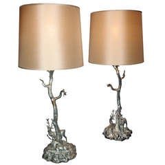 A pair of tree-shaped table lamps