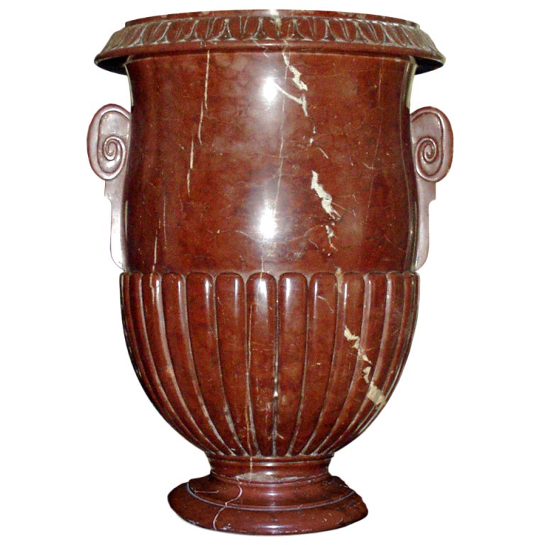 A large "griotte" marble vase For Sale