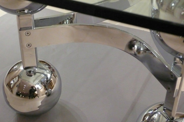 1970s Chrome and Glass Sputnik Coffee Table