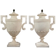 Pair of White Marble George III Period Urns 