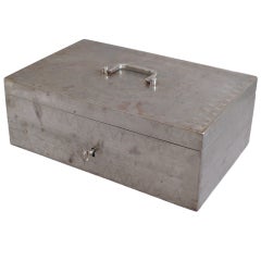 Antique A Steel Safe Box With Engraved Geometric Decorations