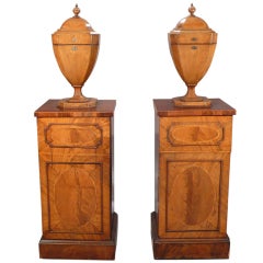 Antique Pair of George III Mahogany Knife Urns on pedestals