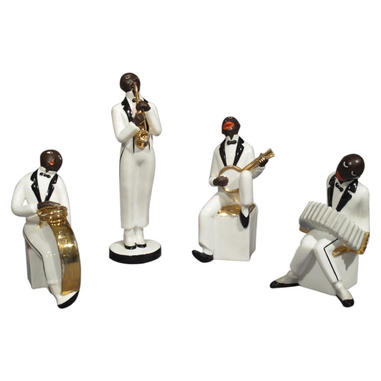 Rare Art Deco Four Figure Jazz Band By Robj