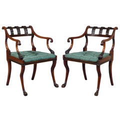 Pair of Regency "Egyptian-Grecian" Mahogany Armchairs