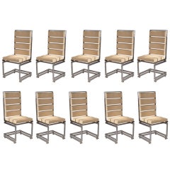 Set of 10 chrome dining chairs by Romeo Rega
