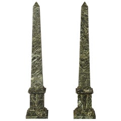 Pair of Verde Antico Marble Obelisks ca. 1900