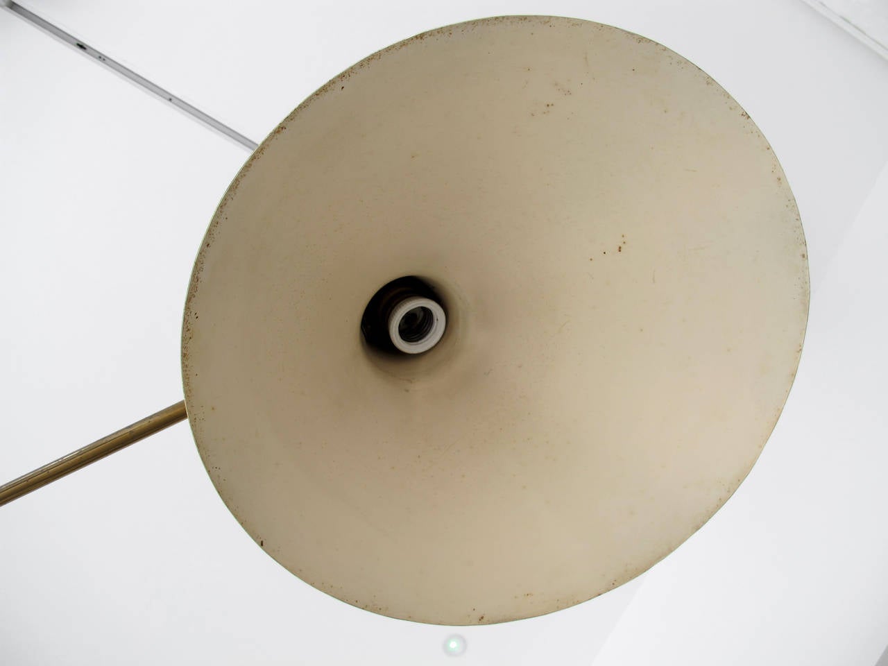 French Counterweight Ceiling Light in Brass and Painted Metal Shade
