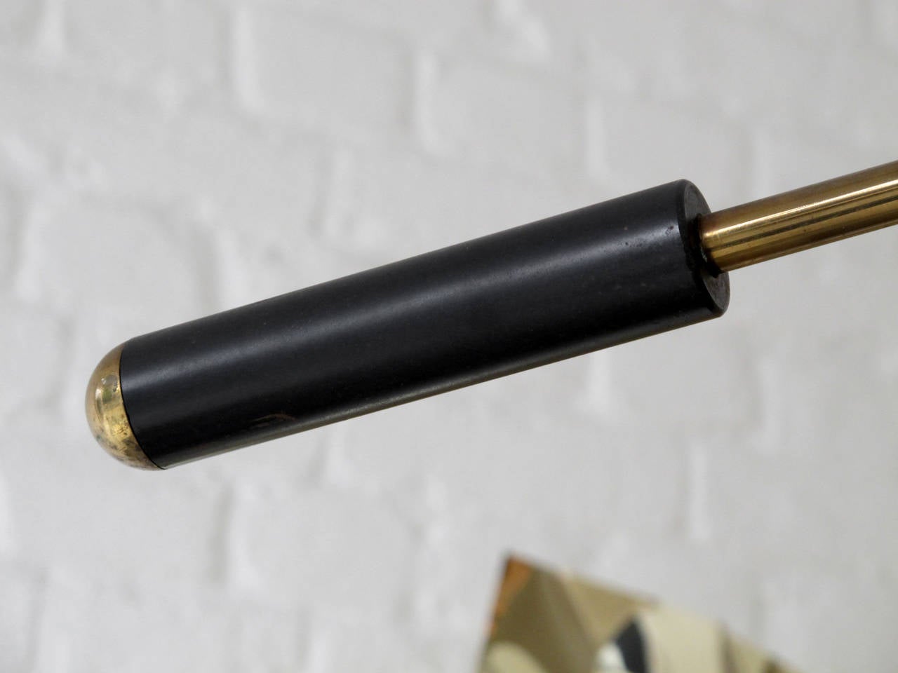 Mid-20th Century Counterweight Ceiling Light in Brass and Painted Metal Shade