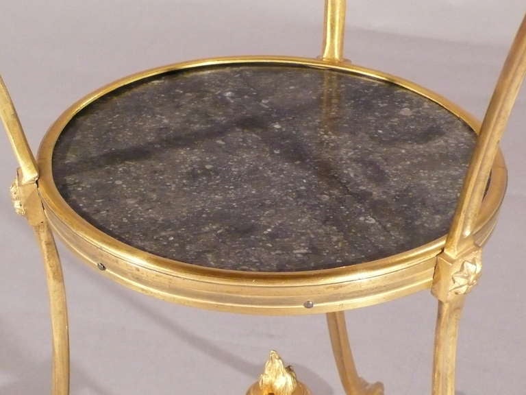 18th Century and Earlier A Fantastic Directoire Period Two Tier Gilded Bronze Gueridon
