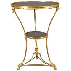 A Fantastic Directoire Period Two Tier Gilded Bronze Gueridon