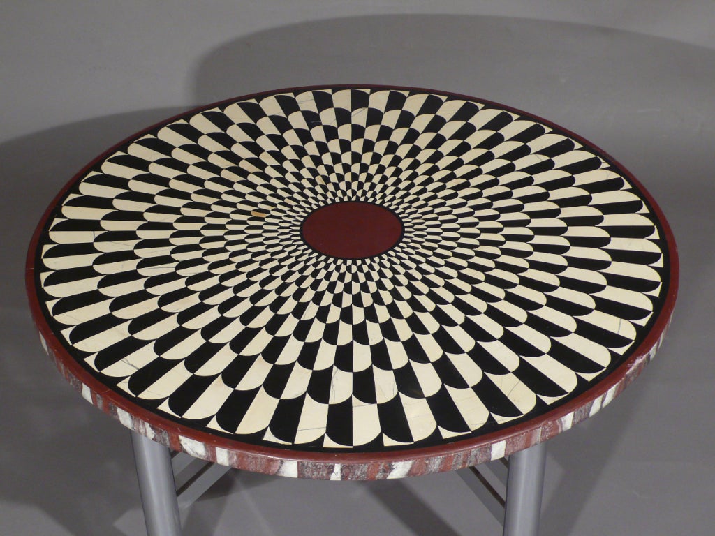 A Black, White And Red Scagliola Marble Table