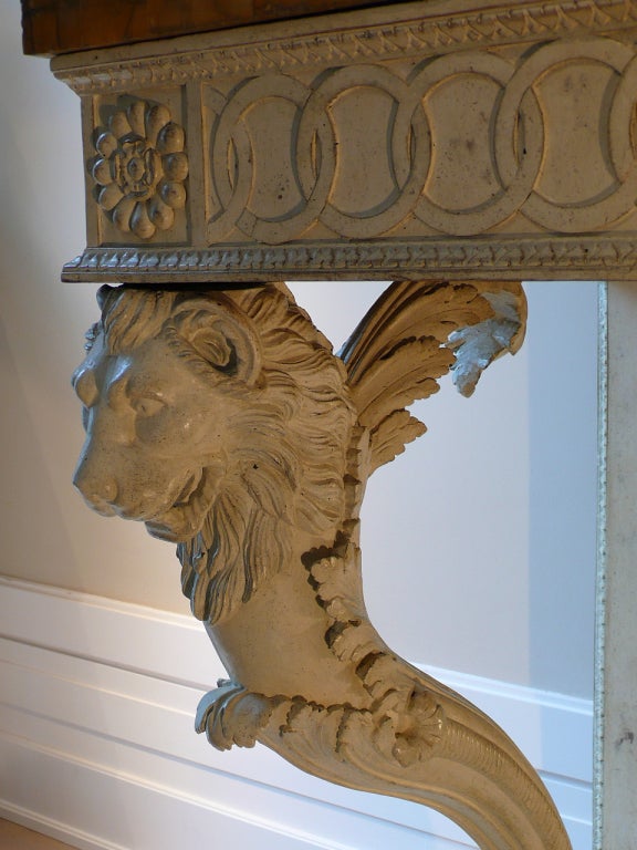 NeoClassical Italian Console Table with Lions Heads In Good Condition For Sale In London, GB