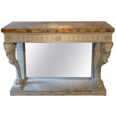 NeoClassical Italian Console Table with Lions Heads