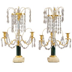 19th Century Pair of 3 Light Girandoles Probably Russian