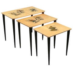 A set of three nesting tables designed by Aldo Tura