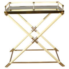 Mirrored bar tray & stand in bakelite and brass