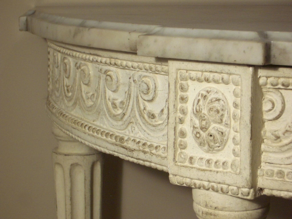 French Pair of Louis XVI period white lacquered console tables For Sale