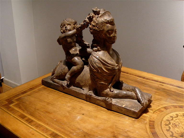Pair of Terra Cotta Sphinxes with Burned Patina In Good Condition For Sale In Florence, IT