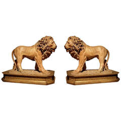Pair of Terracotta Lions