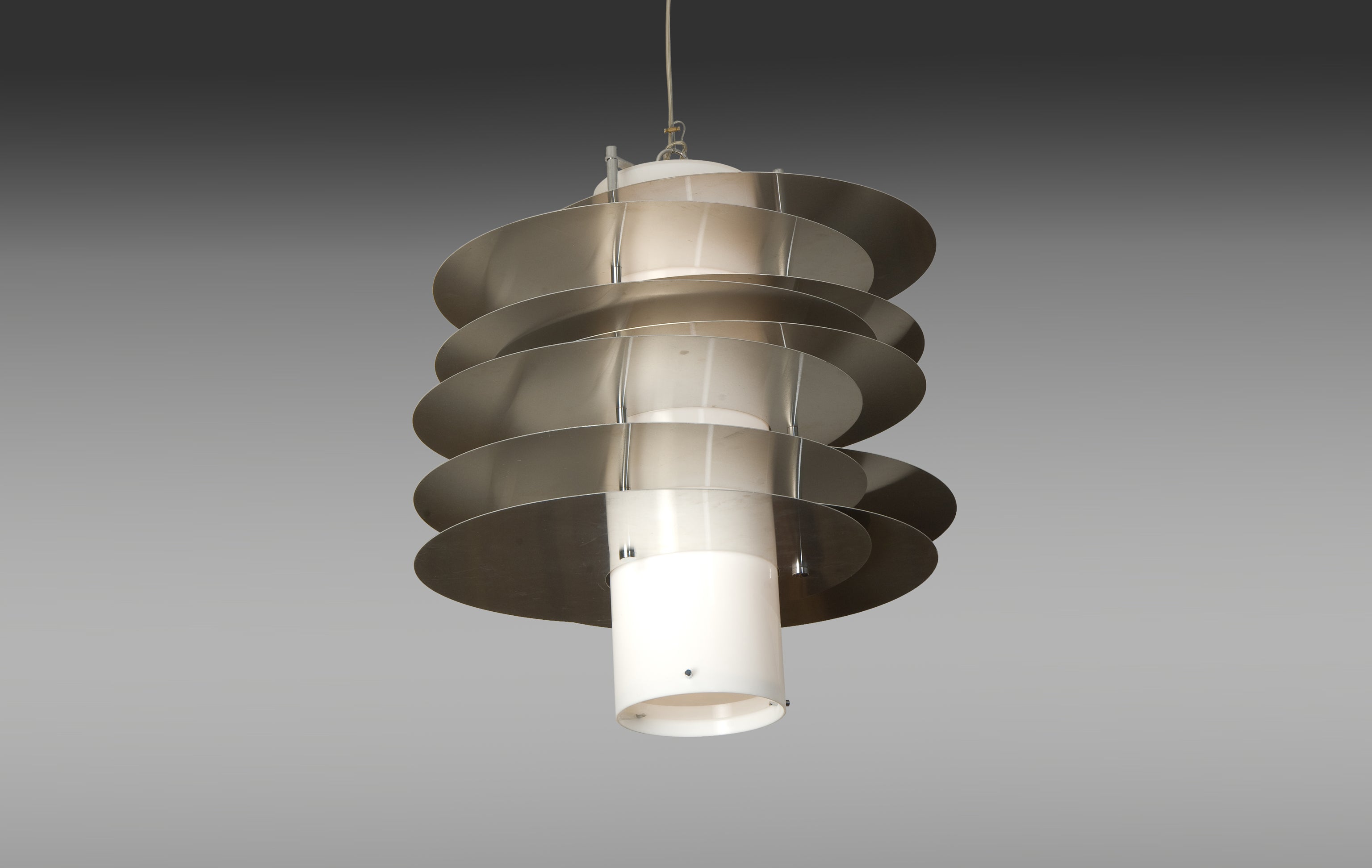 Two Italian Ceiling Fixture, Steel and Methacrylate, Italy, 1970 For Sale