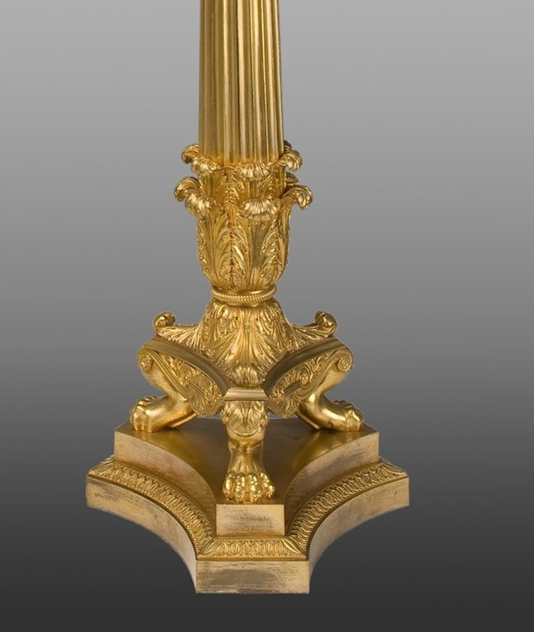 Large gilt bronze candelabra six-lights of Empire period. Detachable top.
