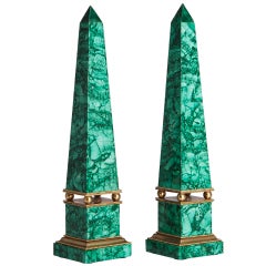 Russian Malachite and Gilt Bronze Obelisks, 19th Century