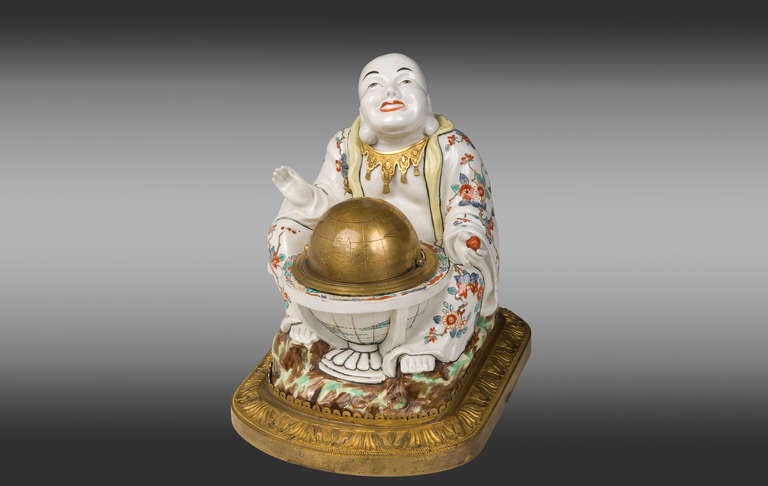 French Porcelaine and bronze Inkstand. Marks of Samson. Nineteenth Century