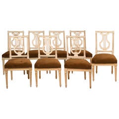 Set of Eight Louis XVI Period Chairs, Five Stamped by Gautron