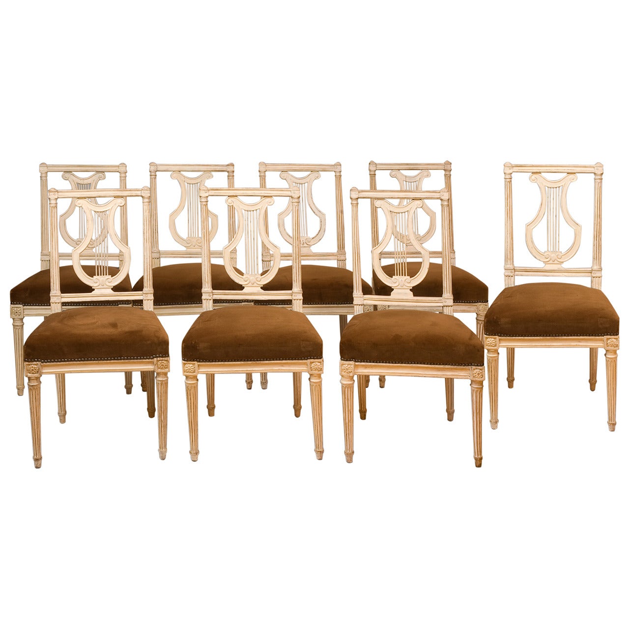 Set of Eight Louis XVI Period Chairs, Five Stamped by Gautron For Sale