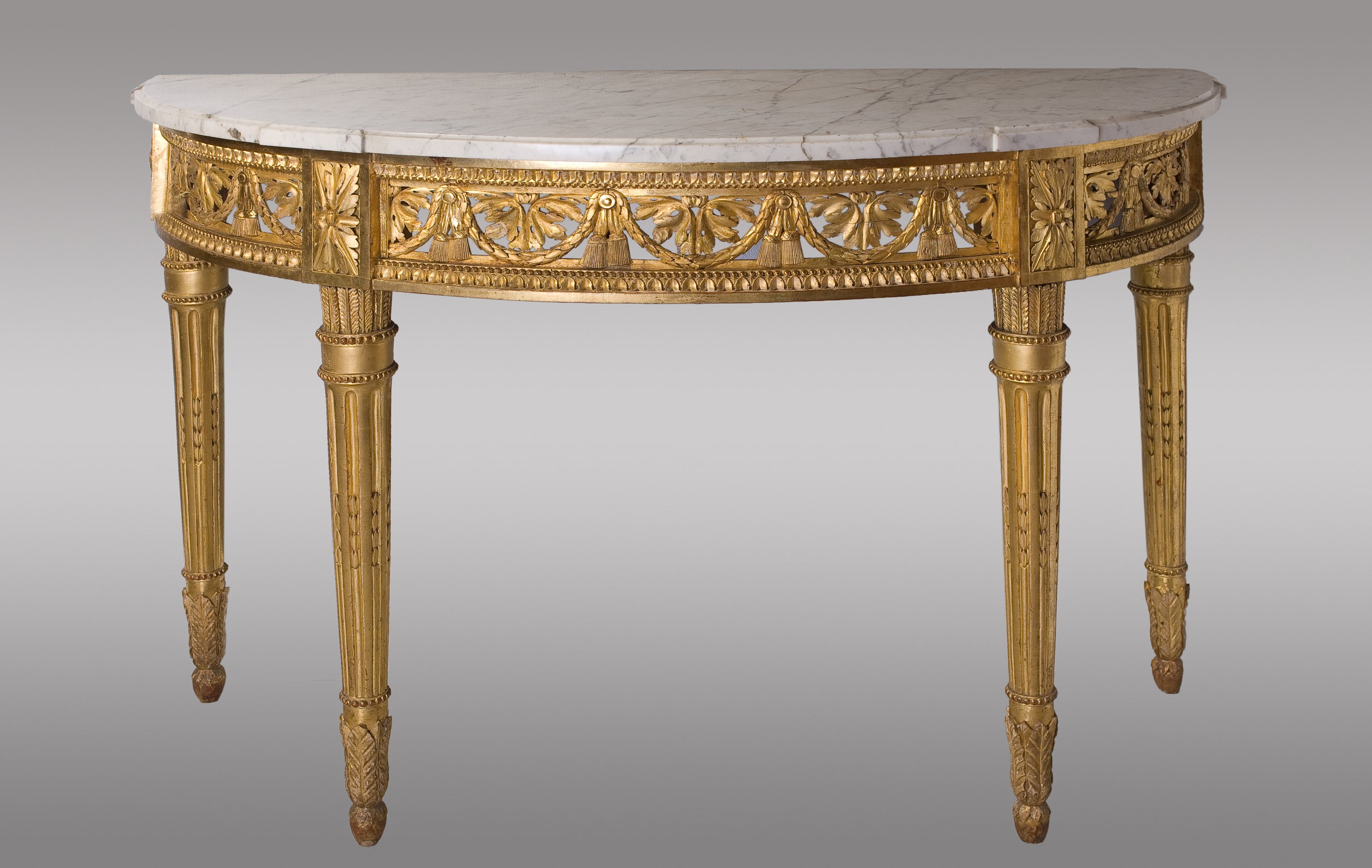 Magnificent carved and gilded Louis XVI Period Console For Sale