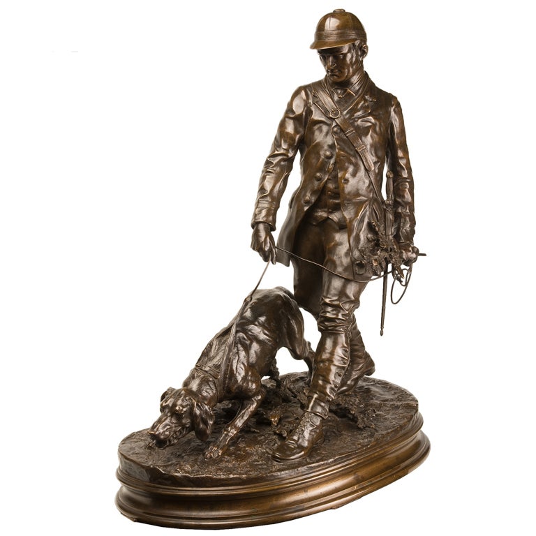 P.J. Groupe de bronzes Mene « 1810-1879 » « Valet de Limier » en vente
