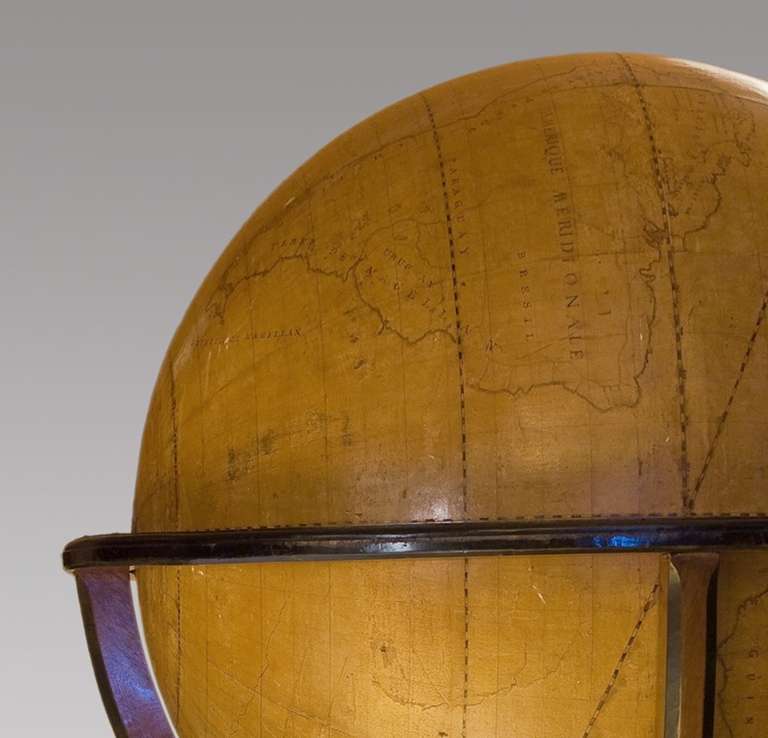 French Colossal Terrestrian Globe Hand-Painted, Early 18th Century For Sale