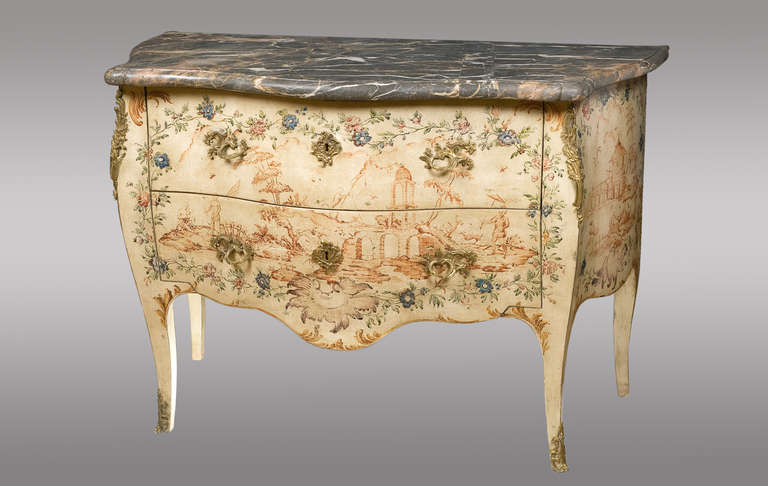 A Genoa Rococo painted commode decorated with 