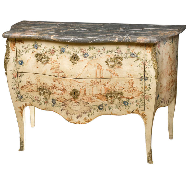 Genoa Rococo Painted Commode For Sale