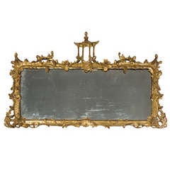 Original Chippendale Mirror for fireplace in Carved and Gilded Wood