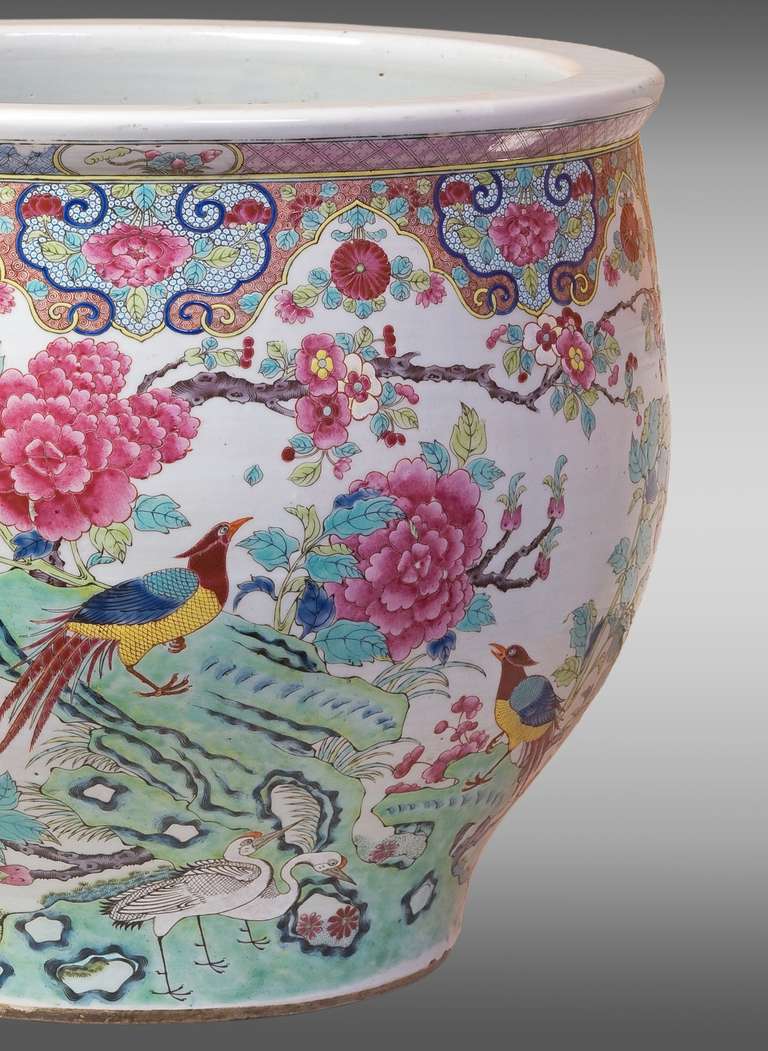 Chinese porcelaine planter with famille rose decoration. Nineteenth Century.