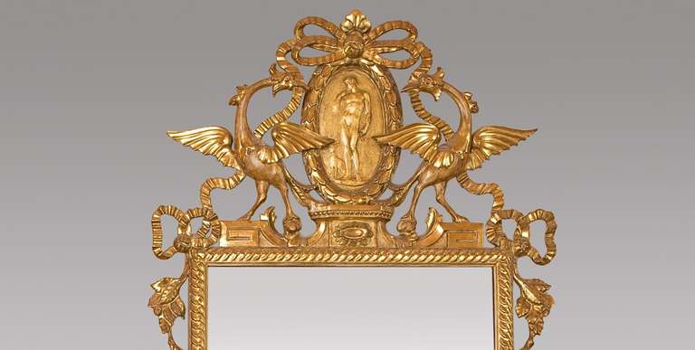 Louis XVI Tuscany Gilded Wood Mirror  For Sale