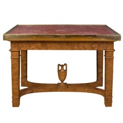 Russian Center Table in Elm Root Topped with Porphyry and Bronze, circa 1830