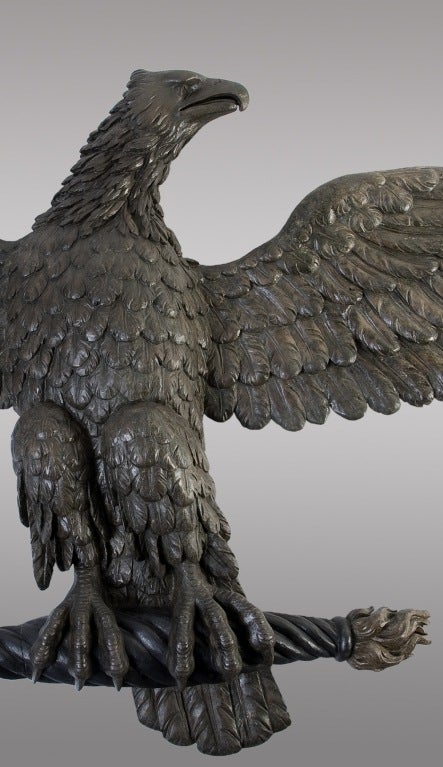 Neoclassical Empire Period Large Carved Eagle in Oak and Beechwood For Sale