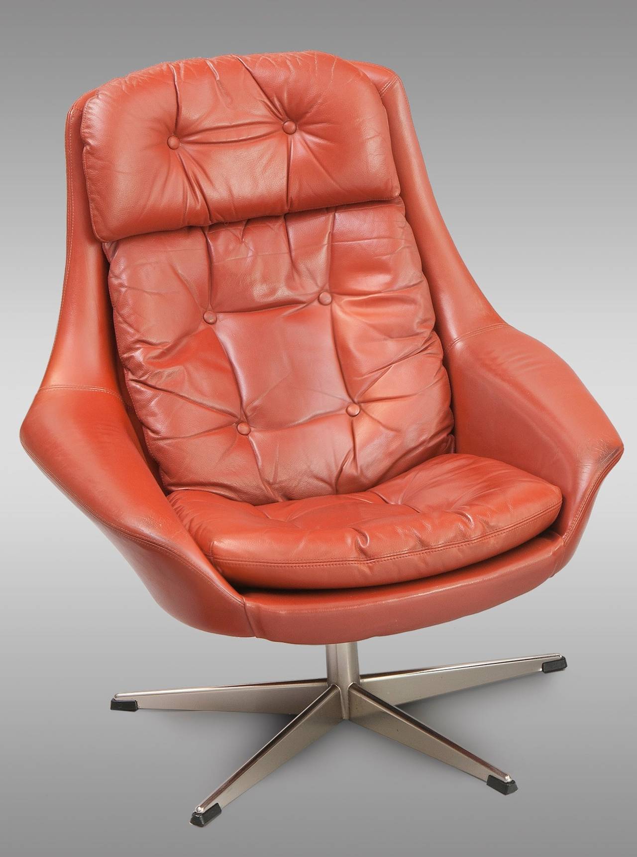 Swivel Armchairs in Leather, Model of Henry Walter Klein, 1970